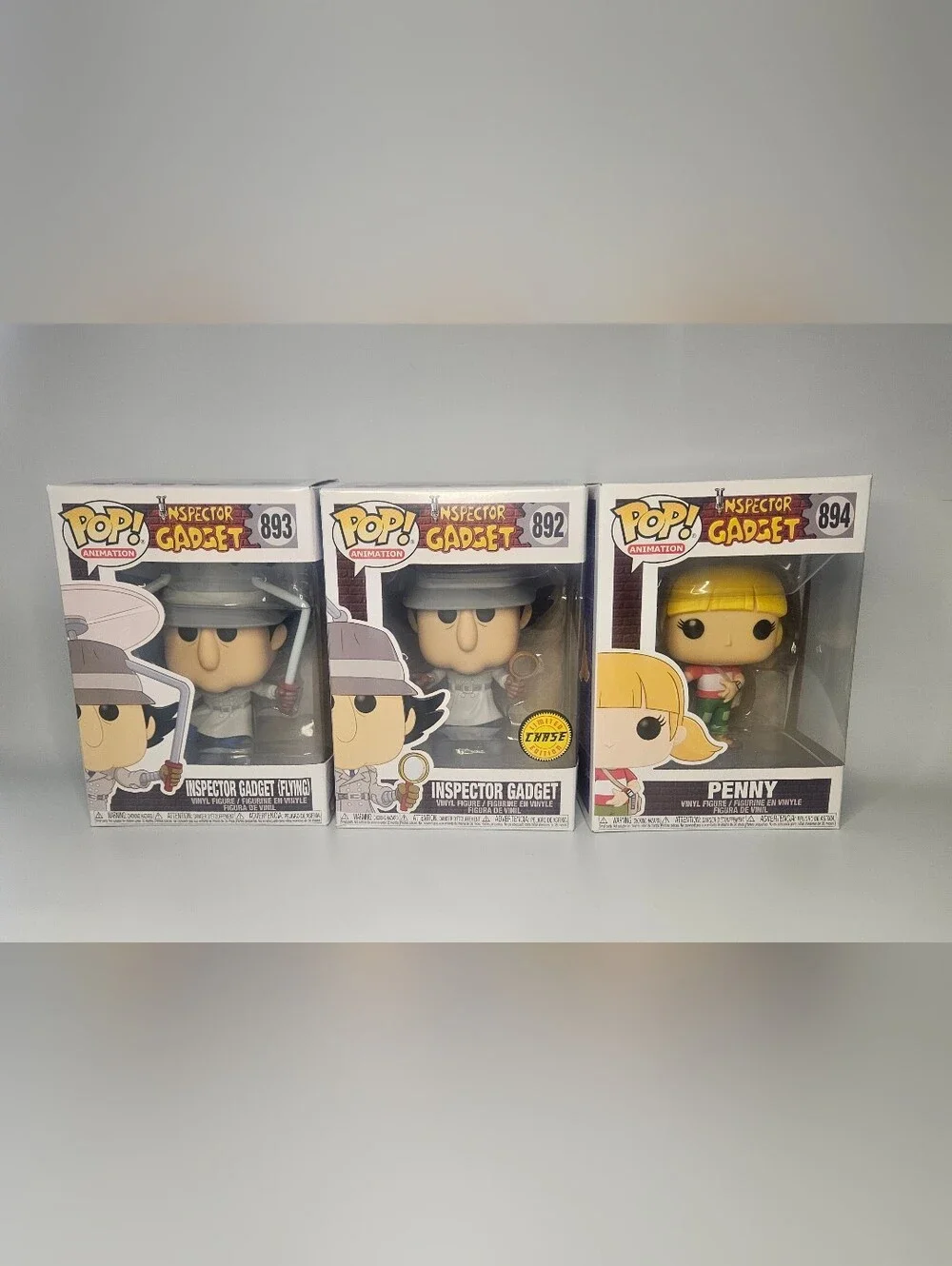 Funko Pop! Vinyl Inspector Gadget (Chase), Penny, and Flying Gadget Figures Lot